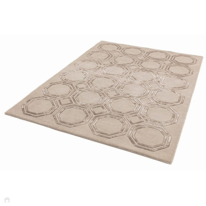 Nexus Octagon Modern Geometric High-Density Heavyweight Hand-Carved Wool&Viscose OC03 Beige Rug-Asiatic Carpets-Rug Love - The Most Loved Rug Store