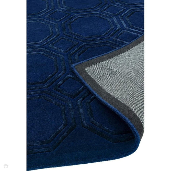 Nexus Octagon Modern Geometric High-Density Heavyweight Hand-Carved Wool&Viscose OC04 Navy Rug-Asiatic Carpets-Rug Love - The Most Loved Rug Store