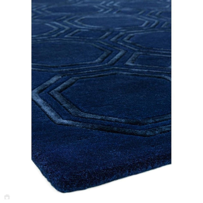 Nexus Octagon Modern Geometric High-Density Heavyweight Hand-Carved Wool&Viscose OC04 Navy Rug-Asiatic Carpets-Rug Love - The Most Loved Rug Store