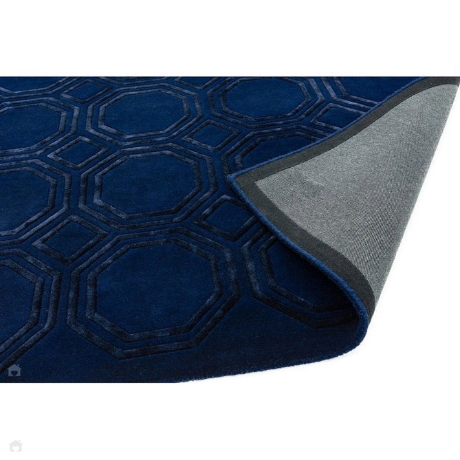Nexus Octagon Modern Geometric High-Density Heavyweight Hand-Carved Wool&Viscose OC04 Navy Rug-Asiatic Carpets-Rug Love - The Most Loved Rug Store