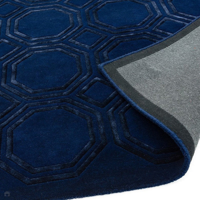 Nexus Octagon Modern Geometric High-Density Heavyweight Hand-Carved Wool&Viscose OC04 Navy Rug-Asiatic Carpets-Rug Love - The Most Loved Rug Store