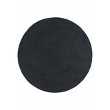 Nico Modern Plain Tonal Hand-Braided Polyester Flatweave In-Outdoor Round Charcoal Rug