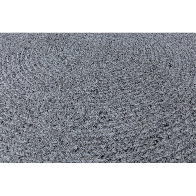 Nico Modern Plain Tonal Hand-Braided Polyester Flatweave In-Outdoor Round Grey Rug-Asiatic Carpets-Rug Love - The Most Loved Rug Store