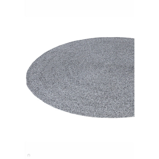 Nico Modern Plain Tonal Hand-Braided Polyester Flatweave In-Outdoor Round Grey Rug-Asiatic Carpets-Rug Love - The Most Loved Rug Store