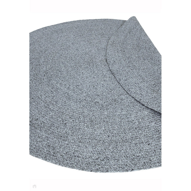 Nico Modern Plain Tonal Hand-Braided Polyester Flatweave In-Outdoor Round Grey Rug-Asiatic Carpets-Rug Love - The Most Loved Rug Store