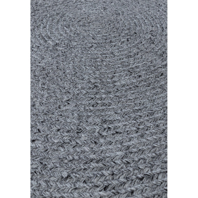 Nico Modern Plain Tonal Hand-Braided Polyester Flatweave In-Outdoor Round Grey Rug-Asiatic Carpets-Rug Love - The Most Loved Rug Store