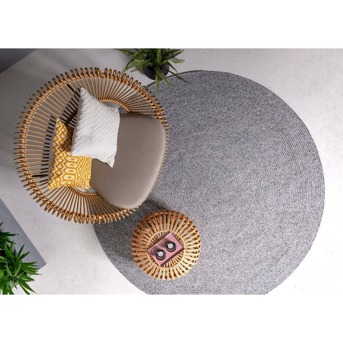 Nico Modern Plain Tonal Hand-Braided Polyester Flatweave In-Outdoor Round Grey Rug-Asiatic Carpets-Rug Love - The Most Loved Rug Store