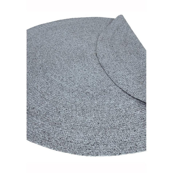 Nico Modern Plain Tonal Hand-Braided Polyester Flatweave In-Outdoor Round Grey Rug-Asiatic Carpets-Rug Love - The Most Loved Rug Store
