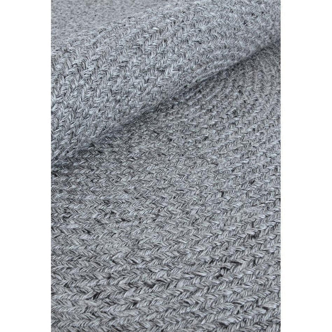 Nico Modern Plain Tonal Hand-Braided Polyester Flatweave In-Outdoor Round Grey Rug-Asiatic Carpets-Rug Love - The Most Loved Rug Store