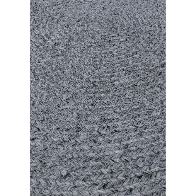 Nico Modern Plain Tonal Hand-Braided Polyester Flatweave In-Outdoor Round Grey Rug-Asiatic Carpets-Rug Love - The Most Loved Rug Store