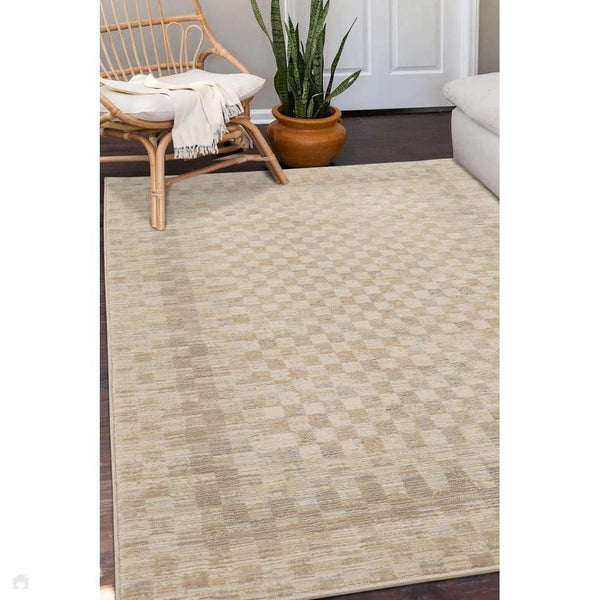 Noah Chequer Modern Geometric Check Distressed Textured Hi-Lo Low Prof