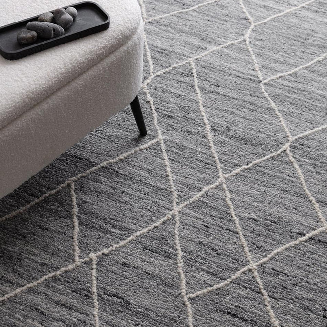 Noah Moroccan Berber Boho Tribal Hand-Woven Textured Wool Charcoal Grey Rug