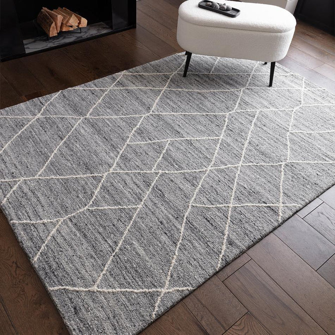 Noah Moroccan Berber Boho Tribal Hand-Woven Textured Wool Charcoal Grey Rug