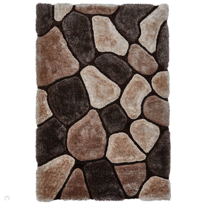 Noble House NH5858 Plush Geometric 3D Pebbles Hand-Carved High-Density Acrylic Shaggy Beige/Brown Rug-Think Rugs-Rug Love - The Most Loved Rug Store