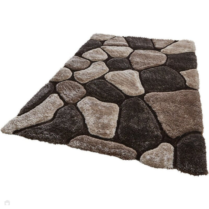 Noble House NH5858 Plush Geometric 3D Pebbles Hand-Carved High-Density Acrylic Shaggy Beige/Brown Rug-Think Rugs-Rug Love - The Most Loved Rug Store