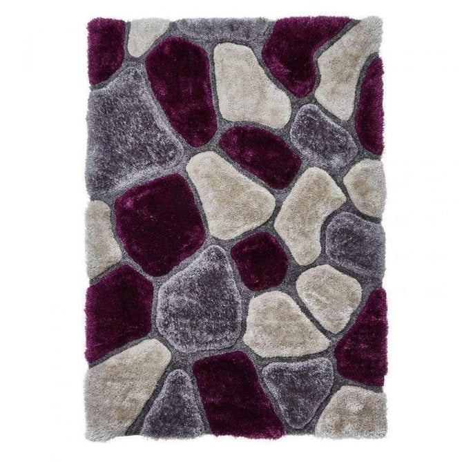Noble House NH5858 Plush Geometric 3D Pebbles Hand-Carved High-Density Acrylic Shaggy Grey/Purple Rug-Think Rugs-Rug Love - The Most Loved Rug Store