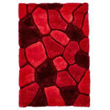Noble House NH5858 Plush Geometric 3D Pebbles Hand-Carved High-Density Acrylic Shaggy Red Rug
