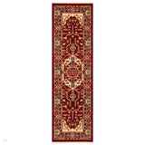 Nomad 1801 X Traditional Persian Medallion Border Wool Red/Cream/Multicolour Low Flat-Pile Runner