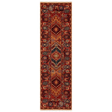 Nomad 4150 V Traditional Persian Medallion Border Wool Rust/Terra/Red/Multicolour Low Flat-Pile Runner