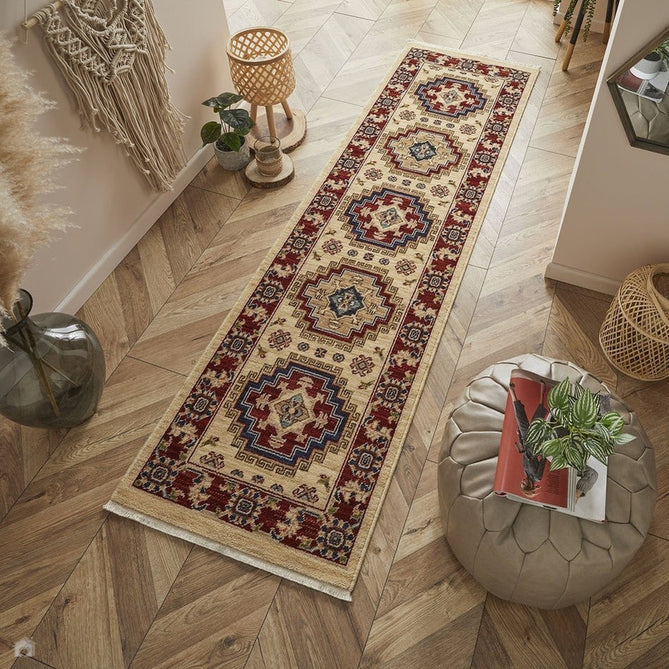 Nomad 5561 J Traditional Persian Medallion Border Wool Beige/Red/Blue/Multicolour Low Flat-Pile Runner-Oriental Weavers-Rug Love - The Most Loved Rug Store
