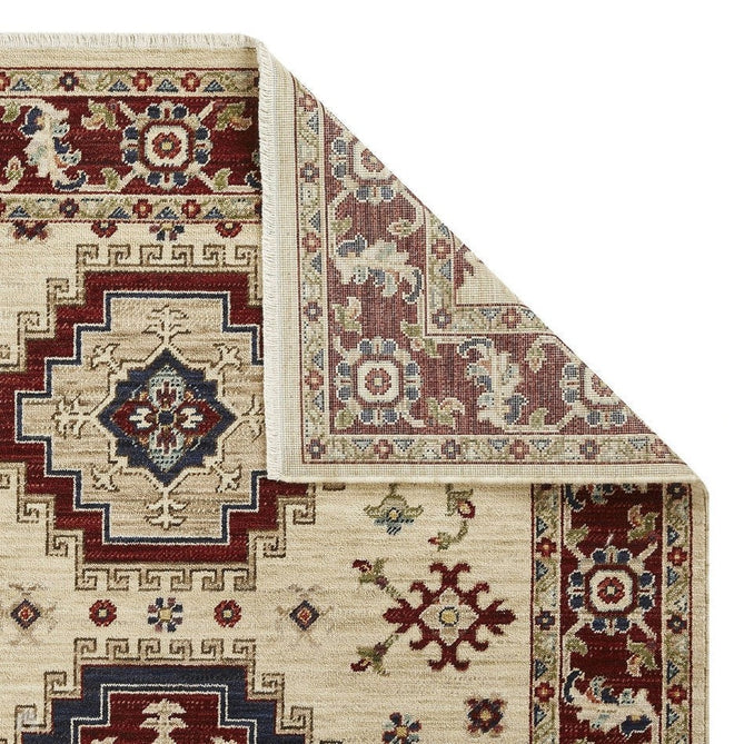 Nomad 5561 J Traditional Persian Medallion Border Wool Beige/Red/Blue/Multicolour Low Flat-Pile Runner-Oriental Weavers-Rug Love - The Most Loved Rug Store