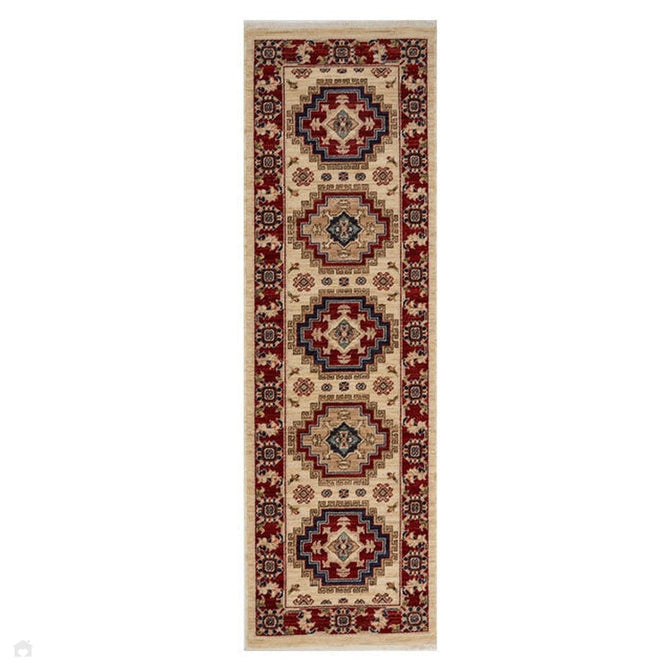Nomad 5561 J Traditional Persian Medallion Border Wool Beige/Red/Blue/Multicolour Low Flat-Pile Runner-Oriental Weavers-Rug Love - The Most Loved Rug Store