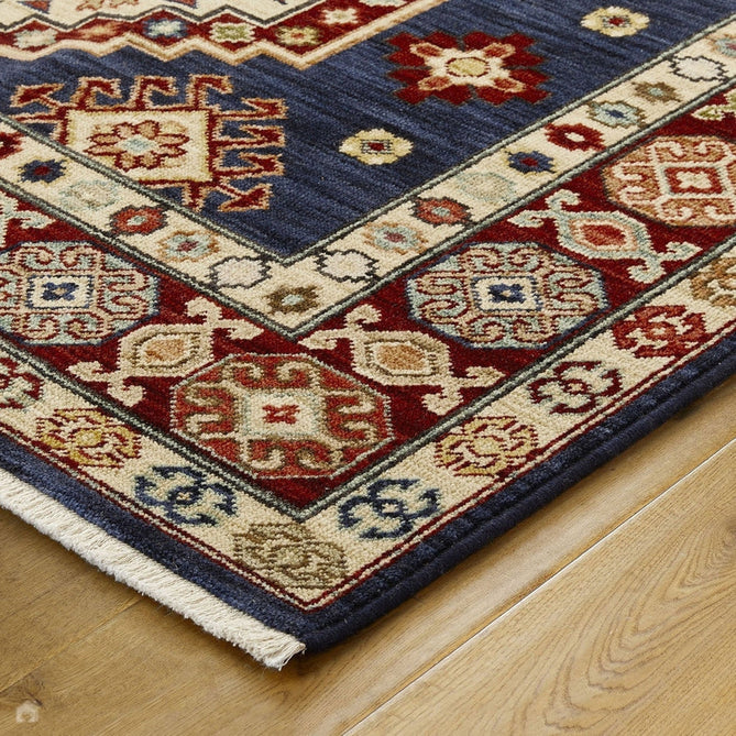 Nomad 751 B Traditional Persian Medallion Border Wool Navy Blue/Red/Multicolour Low Flat-Pile Rug-Oriental Weavers-Rug Love - The Most Loved Rug Store