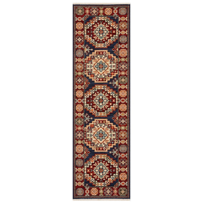 Nomad 751 B Traditional Persian Medallion Border Wool Navy Blue/Red/Multicolour Low Flat-Pile Rug-Oriental Weavers-Rug Love - The Most Loved Rug Store