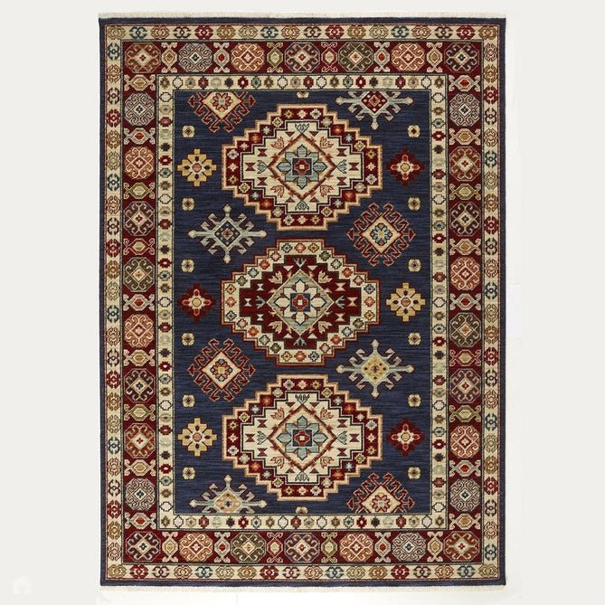 Nomad 751 B Traditional Persian Medallion Border Wool Navy Blue/Red/Multicolour Low Flat-Pile Rug-Oriental Weavers-Rug Love - The Most Loved Rug Store