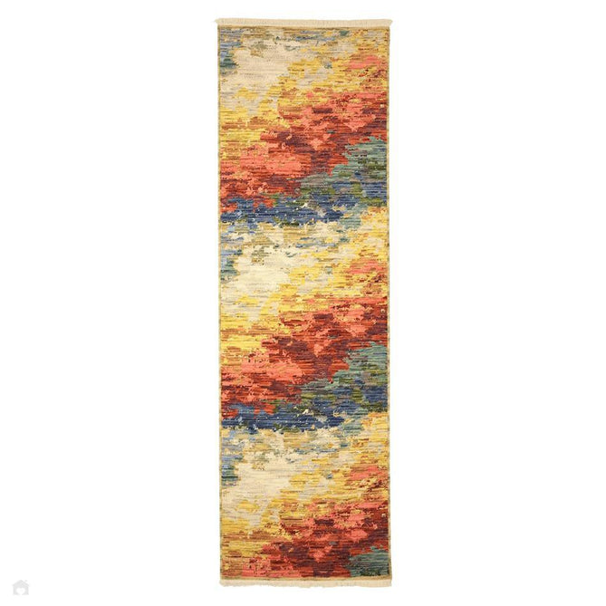 Nomad Blends Modern Abstract Painterly Textured Low Profile Wool Blend Loop Pile Multicolour Rug-Melrose-Rug Love - The Most Loved Rug Store