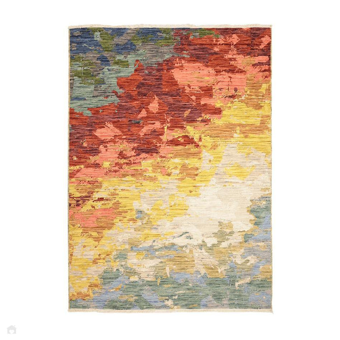 Nomad Blends Modern Abstract Painterly Textured Low Profile Wool Blend Loop Pile Multicolour Rug-Melrose-Rug Love - The Most Loved Rug Store