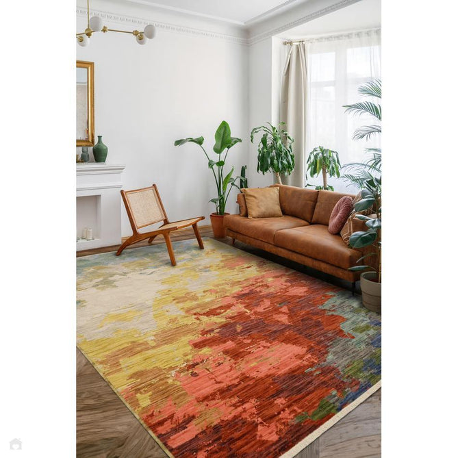 Nomad Blends Modern Abstract Painterly Textured Low Profile Wool Blend Loop Pile Multicolour Runner-Melrose-Rug Love - The Most Loved Rug Store