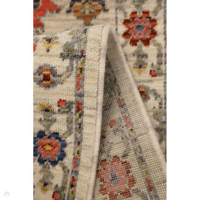 Nomad Floral Traditional Persian Floral Medallion Border Textured Low-Profile Wool Blend Loop Pile Ivory/Multicolour Rug-Melrose-Rug Love - The Most Loved Rug Store