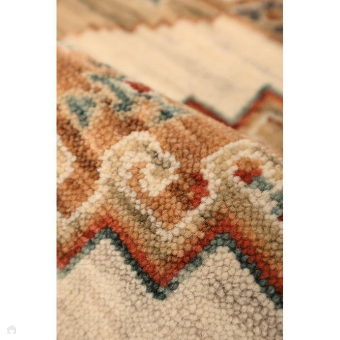 Nomad Traditional Persian Geometric Medallion Floral Border Textured Low-Profile Wool Blend Loop Pile Terracotta/Multicolour Rug-Melrose-Rug Love - The Most Loved Rug Store