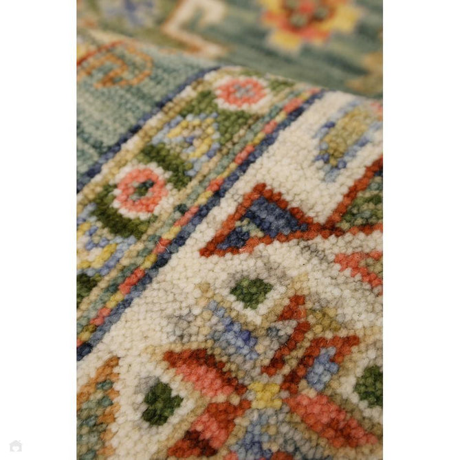 Nomad Vintage Traditional Persian Geometric Medallion Floral Border Low-Profile Wool Blend Loop Pile Green/Multicolour Runner-Melrose-Rug Love - The Most Loved Rug Store