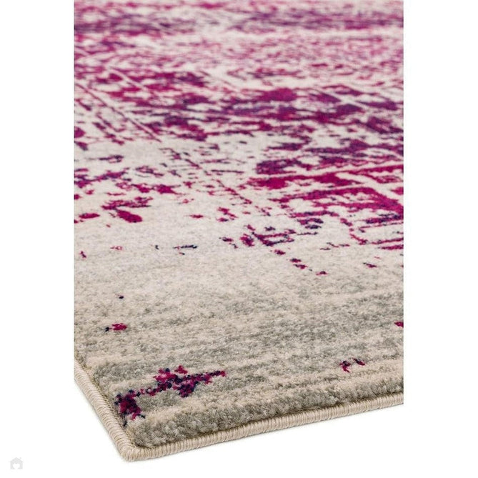 Nova NV08 Antique Traditional Medallion Border Durable Easy-Care Polypropylene Short Pile Fuchsia/Cream/Grey Rug-Asiatic Carpets-Rug Love - The Most Loved Rug Store