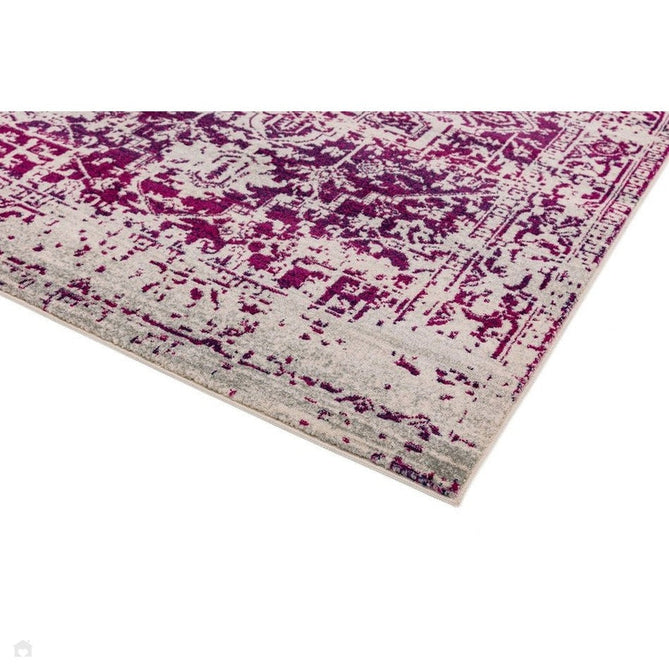Nova NV08 Antique Traditional Medallion Border Durable Easy-Care Polypropylene Short Pile Fuchsia/Cream/Grey Rug-Asiatic Carpets-Rug Love - The Most Loved Rug Store