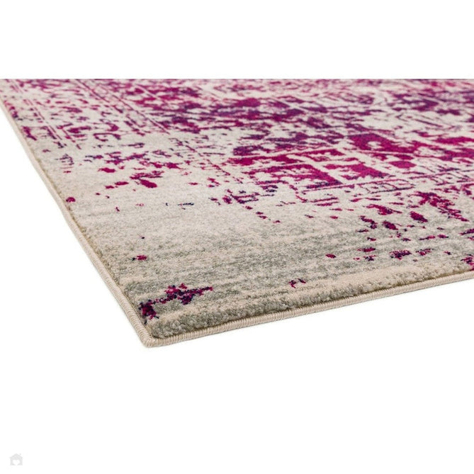 Nova NV08 Antique Traditional Medallion Border Durable Easy-Care Polypropylene Short Pile Fuchsia/Cream/Grey Rug-Asiatic Carpets-Rug Love - The Most Loved Rug Store