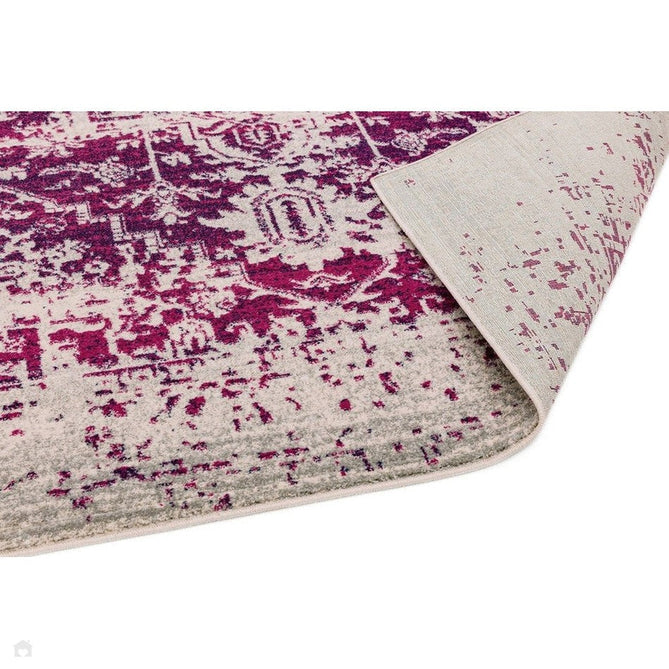 Nova NV08 Antique Traditional Medallion Border Durable Easy-Care Polypropylene Short Pile Fuchsia/Cream/Grey Rug-Asiatic Carpets-Rug Love - The Most Loved Rug Store