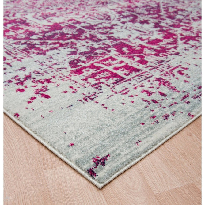 Nova NV08 Antique Traditional Medallion Border Durable Easy-Care Polypropylene Short Pile Fuchsia/Cream/Grey Rug-Asiatic Carpets-Rug Love - The Most Loved Rug Store