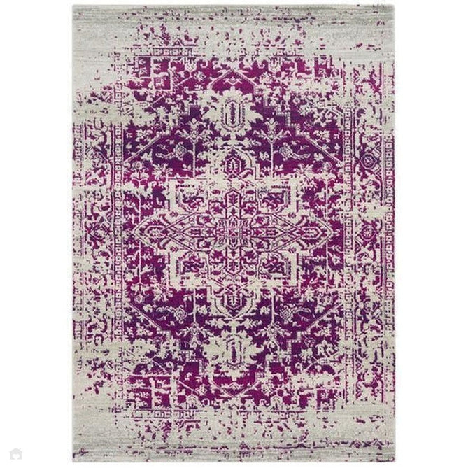 Nova NV08 Antique Traditional Medallion Border Durable Easy-Care Polypropylene Short Pile Fuchsia/Cream/Grey Rug-Asiatic Carpets-Rug Love - The Most Loved Rug Store