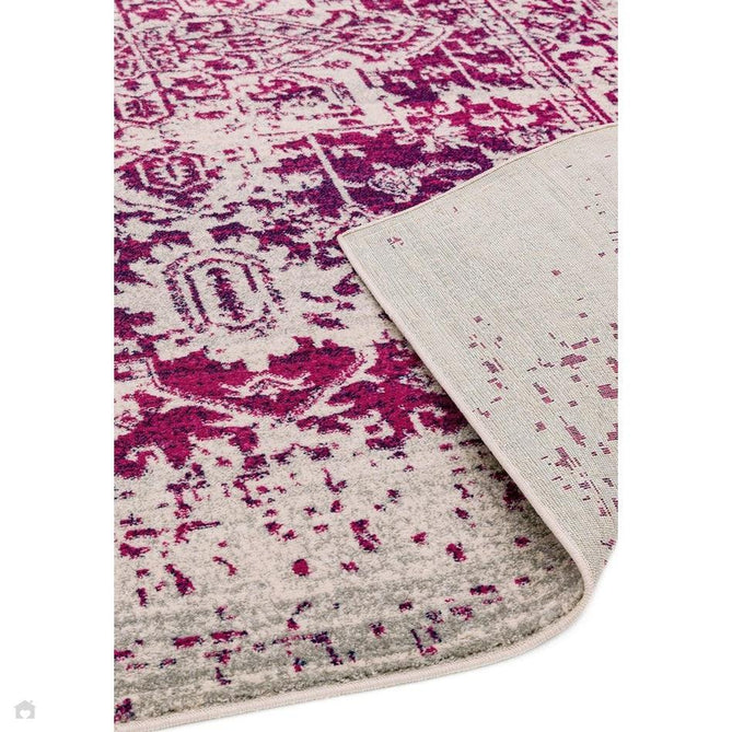 Nova NV08 Antique Traditional Medallion Border Durable Easy-Care Short Pile Fuchsia/Cream/Grey Rug 160 x 230 cm-Shop Returns-Rug Love - The Most Loved Rug Store