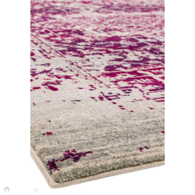 Nova NV08 Antique Traditional Medallion Border Durable Easy-Care Short Pile Fuchsia/Cream/Grey Rug 160 x 230 cm-Shop Returns-Rug Love - The Most Loved Rug Store