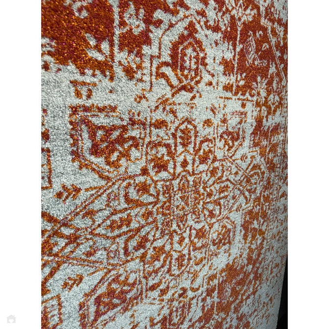 Nova NV09 Antique Traditional Medallion Border Durable Easy-Care Polypropylene Short Pile Orange/Cream/Grey Rug-Asiatic Carpets-Rug Love - The Most Loved Rug Store