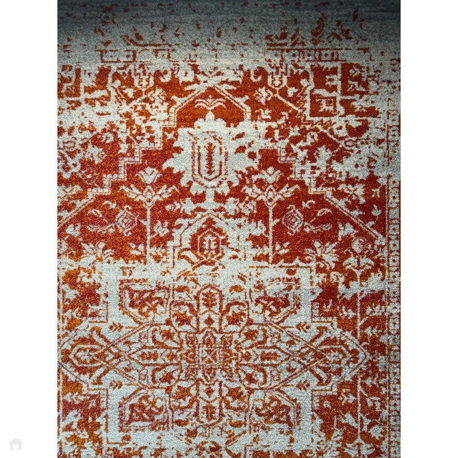 Nova NV09 Antique Traditional Medallion Border Durable Easy-Care Polypropylene Short Pile Orange/Cream/Grey Rug-Asiatic Carpets-Rug Love - The Most Loved Rug Store