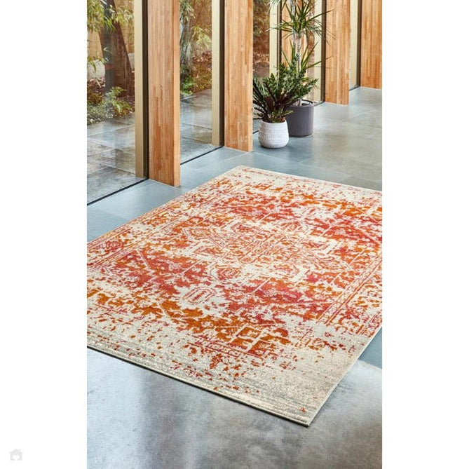 Nova NV09 Antique Traditional Medallion Border Durable Easy-Care Polypropylene Short Pile Orange/Cream/Grey Rug-Asiatic Carpets-Rug Love - The Most Loved Rug Store