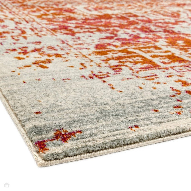 Nova NV09 Antique Traditional Medallion Border Durable Easy-Care Polypropylene Short Pile Orange/Cream/Grey Rug-Asiatic Carpets-Rug Love - The Most Loved Rug Store
