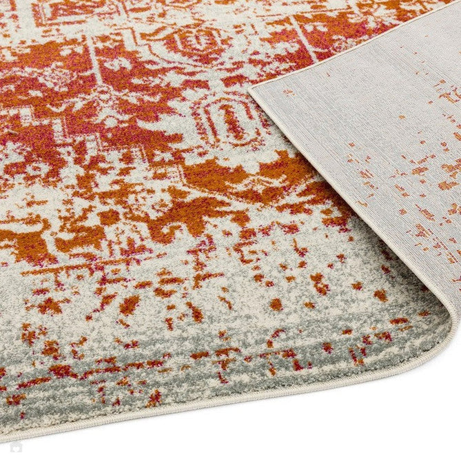 Nova NV09 Antique Traditional Medallion Border Durable Easy-Care Polypropylene Short Pile Orange/Cream/Grey Rug-Asiatic Carpets-Rug Love - The Most Loved Rug Store