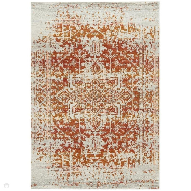 Nova NV09 Antique Traditional Medallion Border Durable Easy-Care Polypropylene Short Pile Orange/Cream/Grey Rug-Asiatic Carpets-Rug Love - The Most Loved Rug Store
