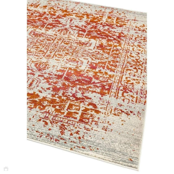 Nova NV09 Antique Traditional Medallion Border Durable Easy-Care Polypropylene Short Pile Orange/Cream/Grey Rug-Asiatic Carpets-Rug Love - The Most Loved Rug Store